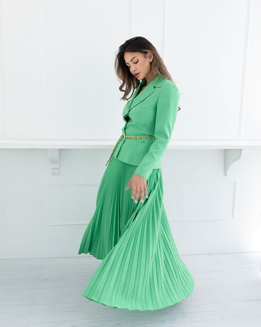 Elanora | Gizia Green pleated Set