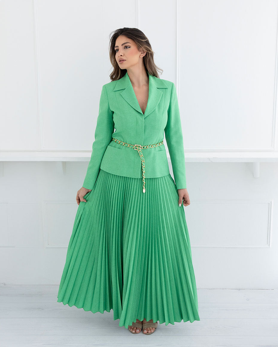 Elanora | Gizia Green pleated Set