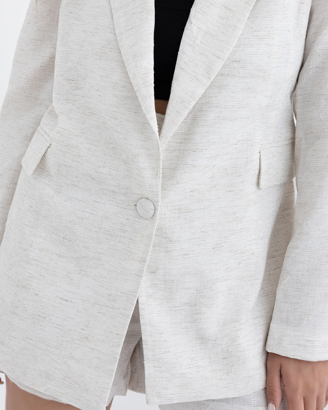 Solvaira | Linen Light Beige Jacket & Shorts Set