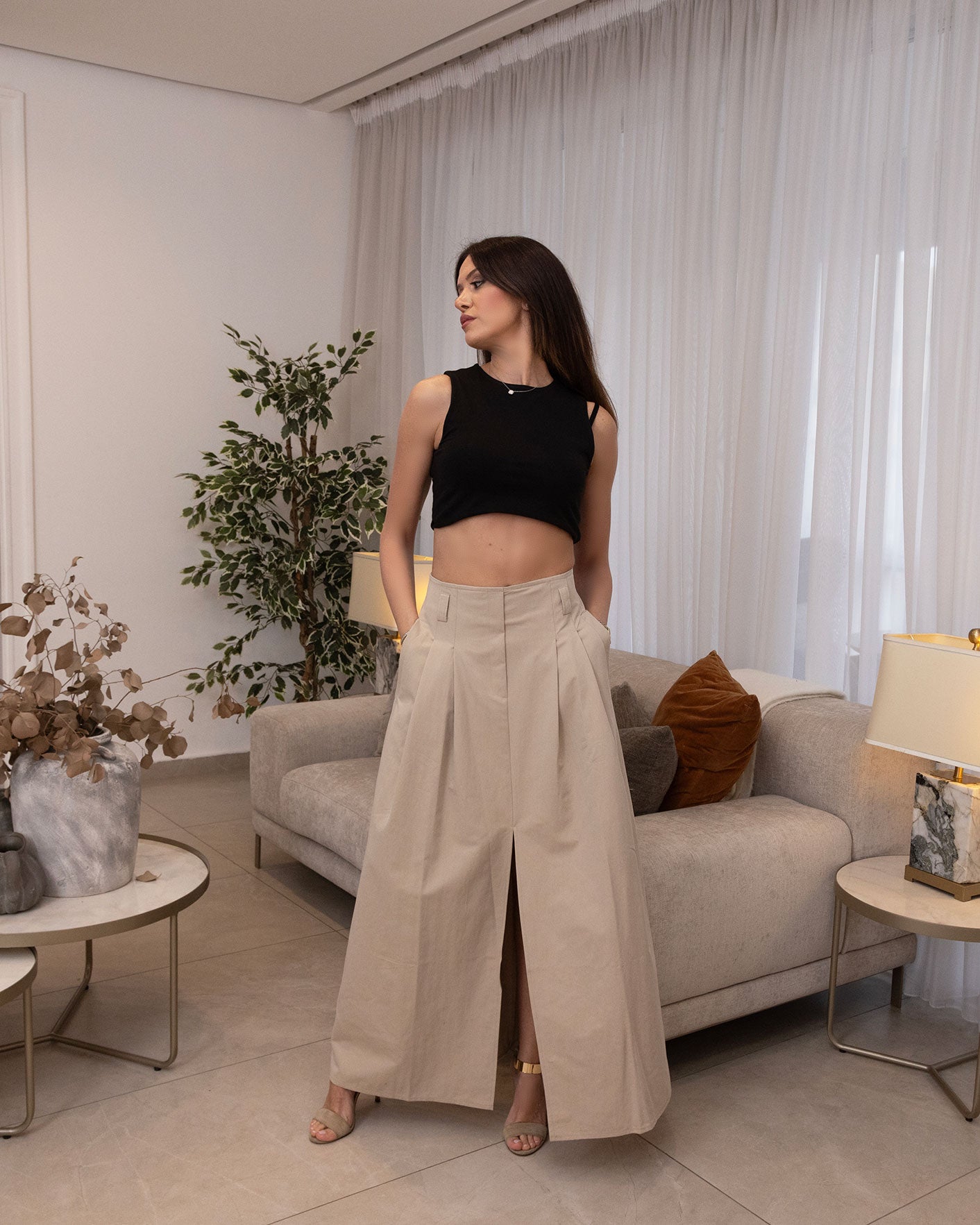 Velmira | Wide Maxi Skirt with Front Slit