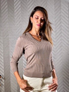 Tricot, beige, V neck