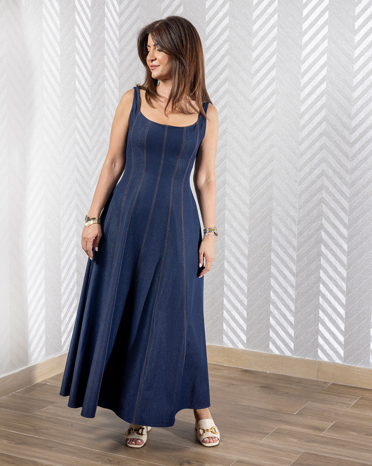 Ingrid | Sleeveless Denim Maxi Dress