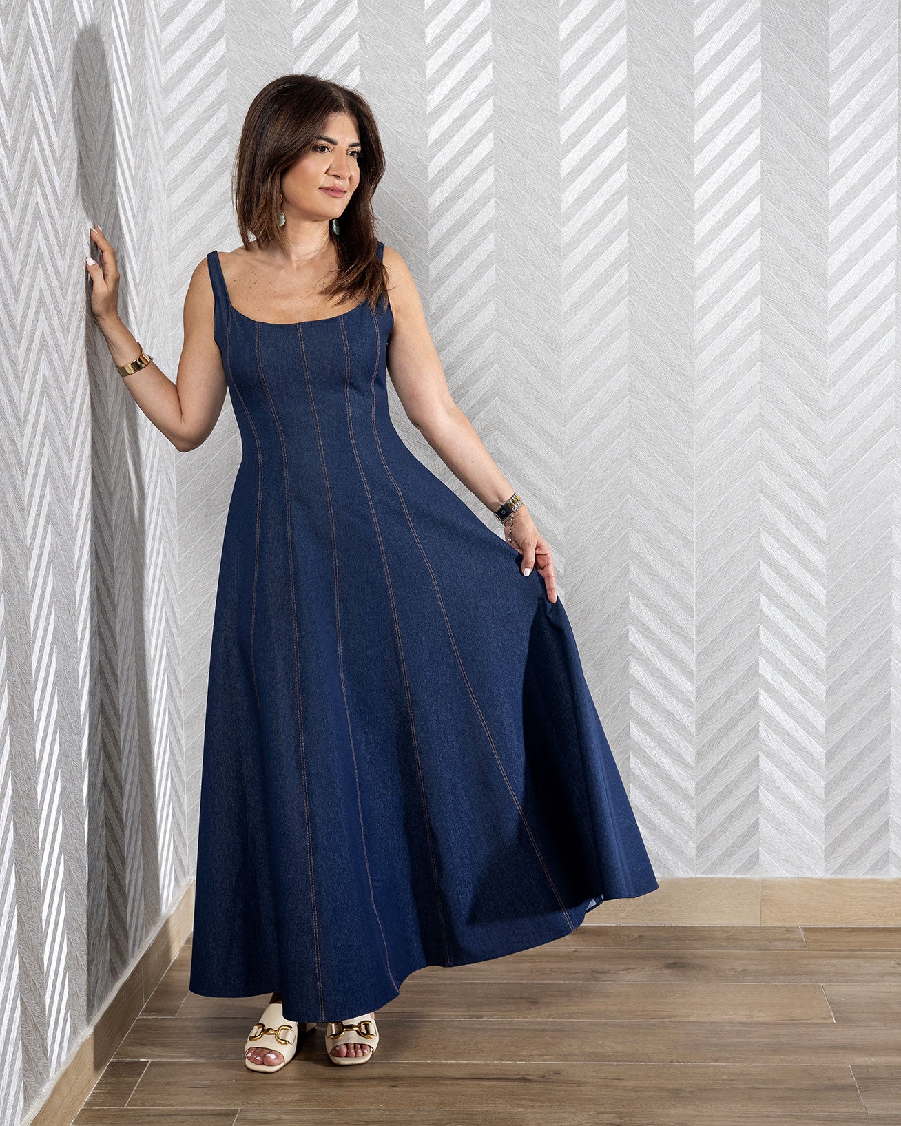 Ingrid | Sleeveless Denim Maxi Dress
