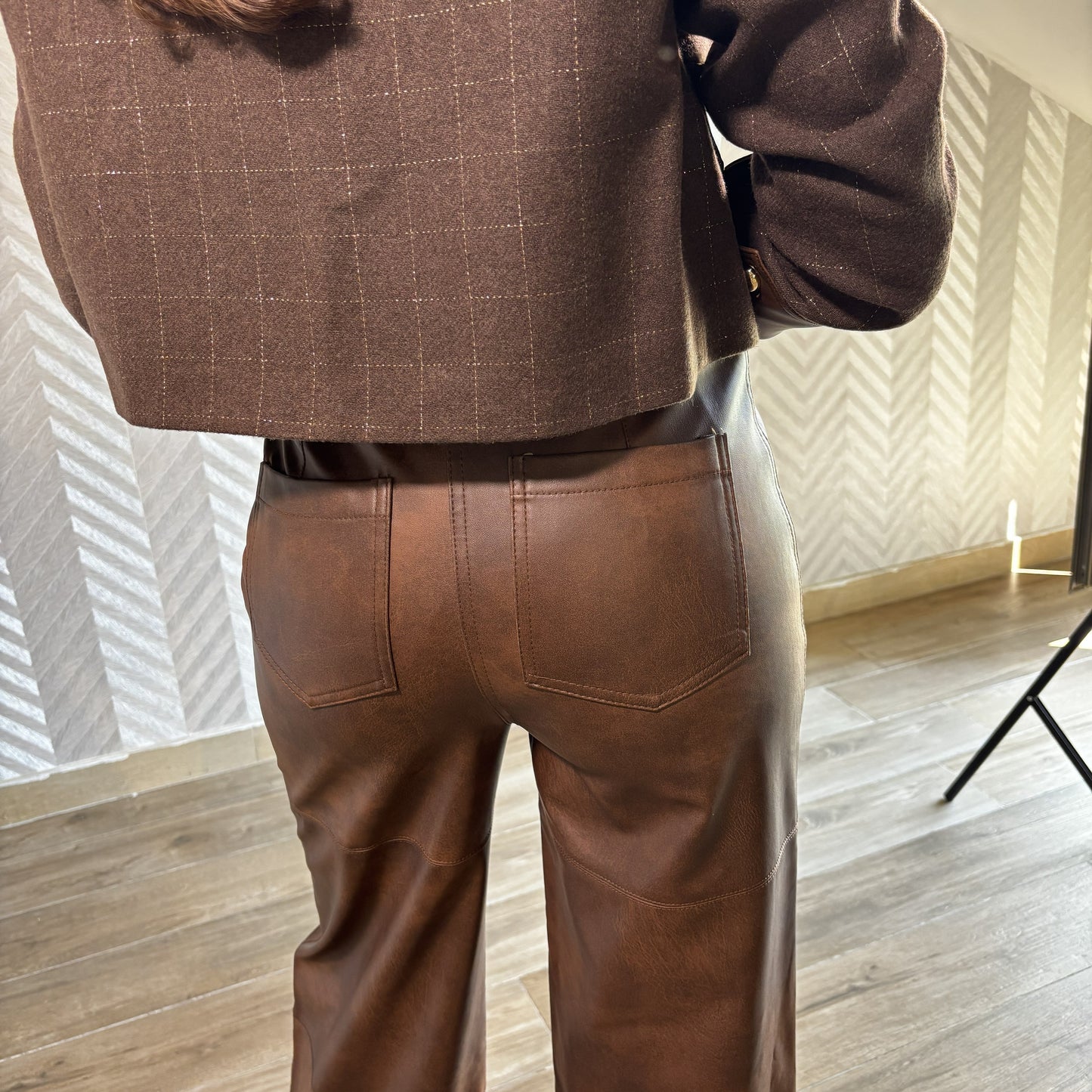 Rivara | Brown Wide-Leg Leather Pants