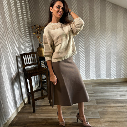 Merane | Tonal Beige Striped Knit