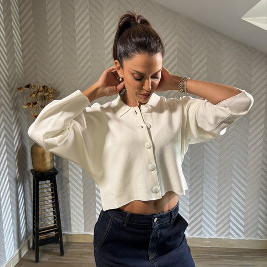 Ivoria | White Tricot Cardigan
