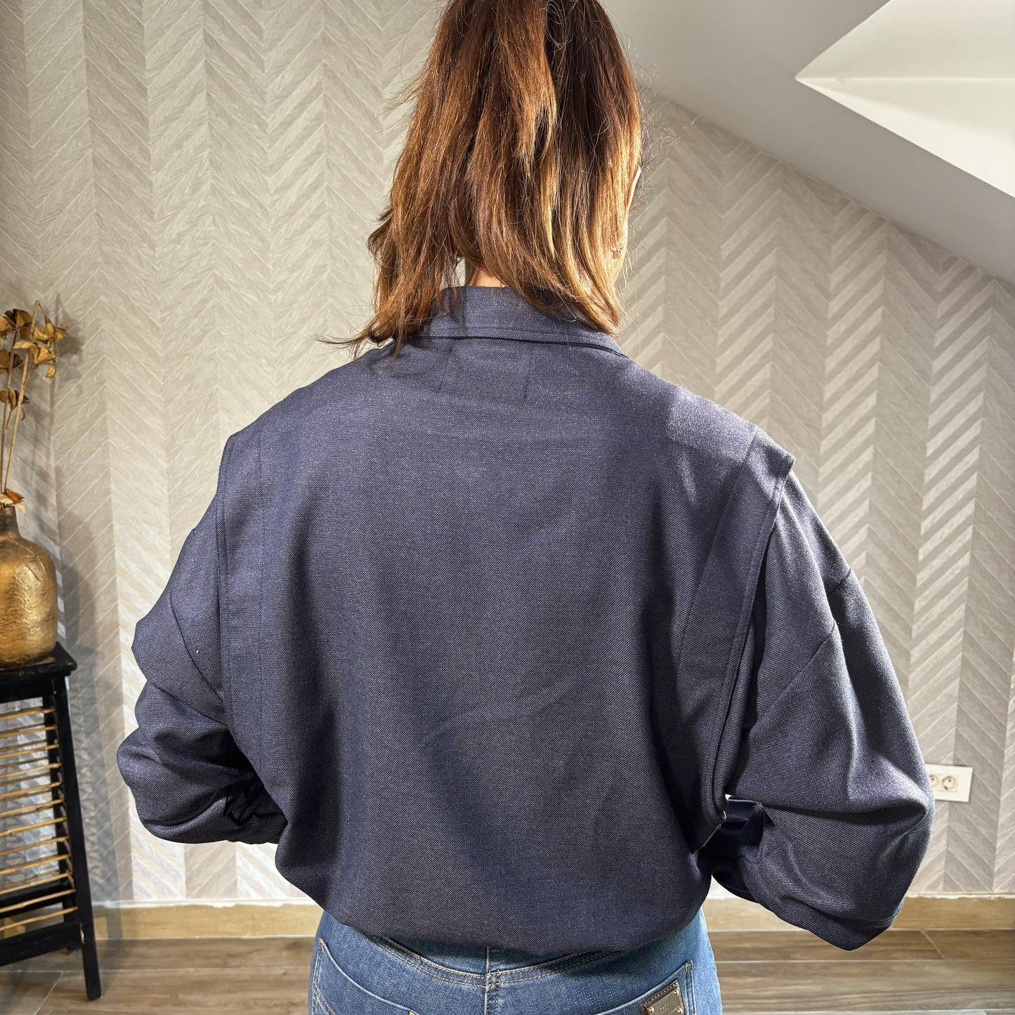 Navine | Navy Blue Bomber Jacket