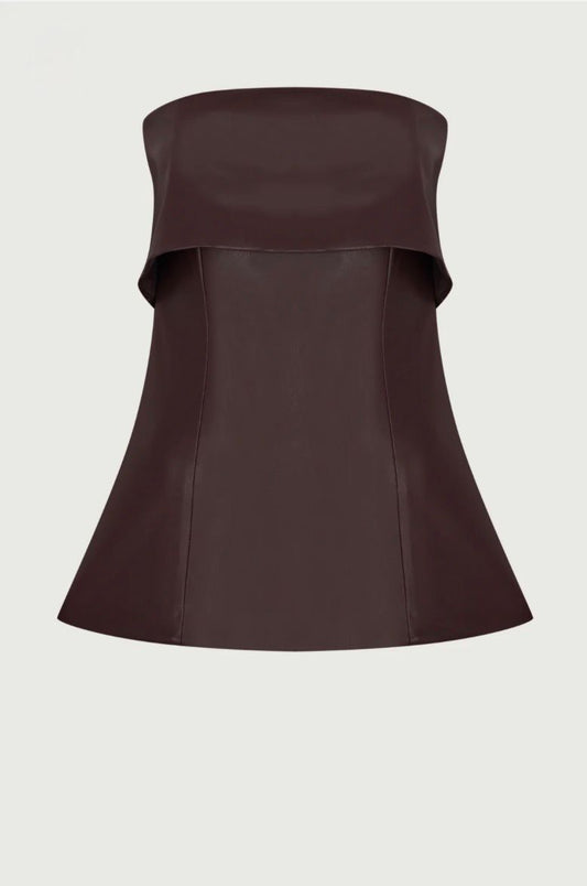 Eris Top | Burgundy Fold-Over Leather Top