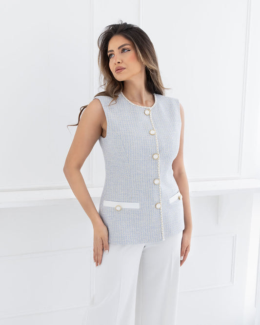 Serelisse | Gizia White & Blue Tweed Set