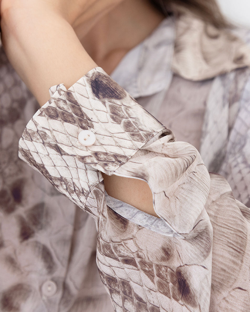 Light Animal Print Shirt & Pleated Skirt Set