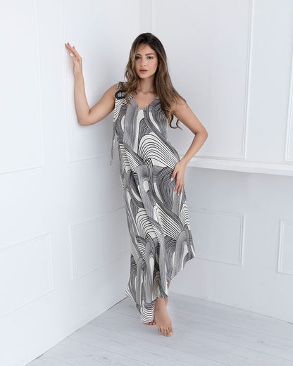 Valmira | Asymmetric V-Neck Patterned Dress