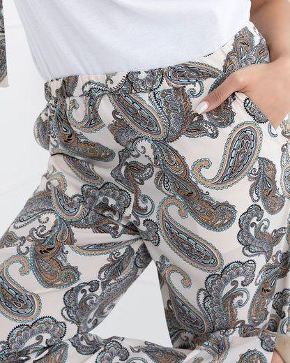 Tessora | Patterned Pants & Cotton Top Set