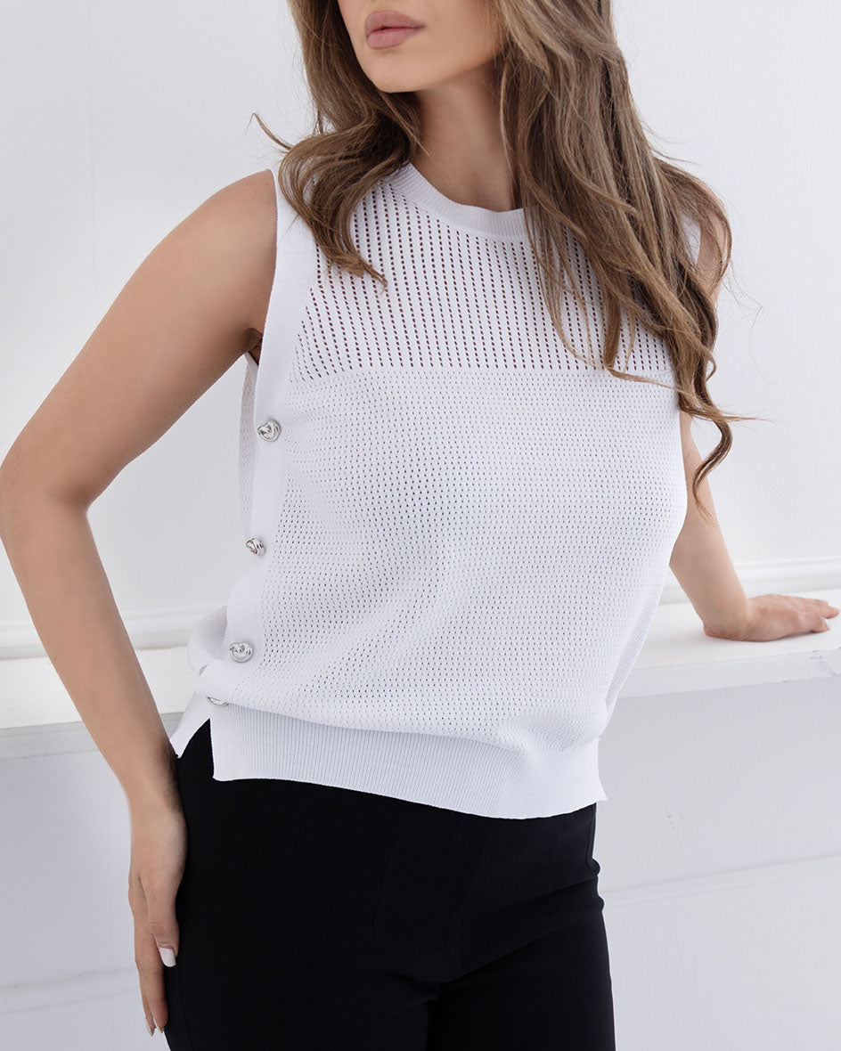 Button Detail Sheer Top