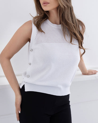 Button Detail Sheer Top