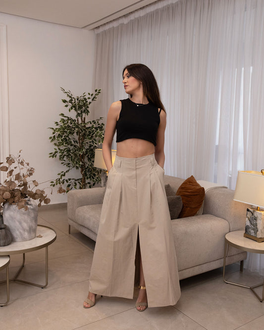 Velmira | Wide Maxi Skirt with Front Slit