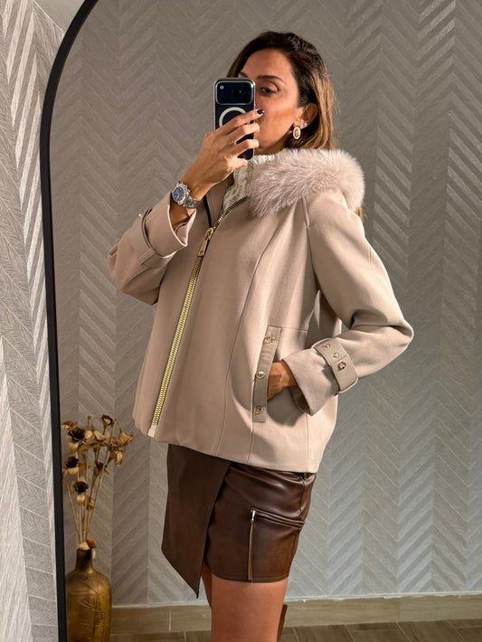 Regal | Beige Fur Hoodie Jacket