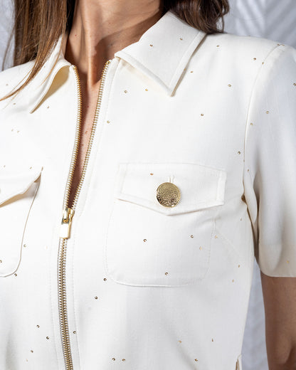 EcruEssence | Gizia Classic Short Ecru Dress