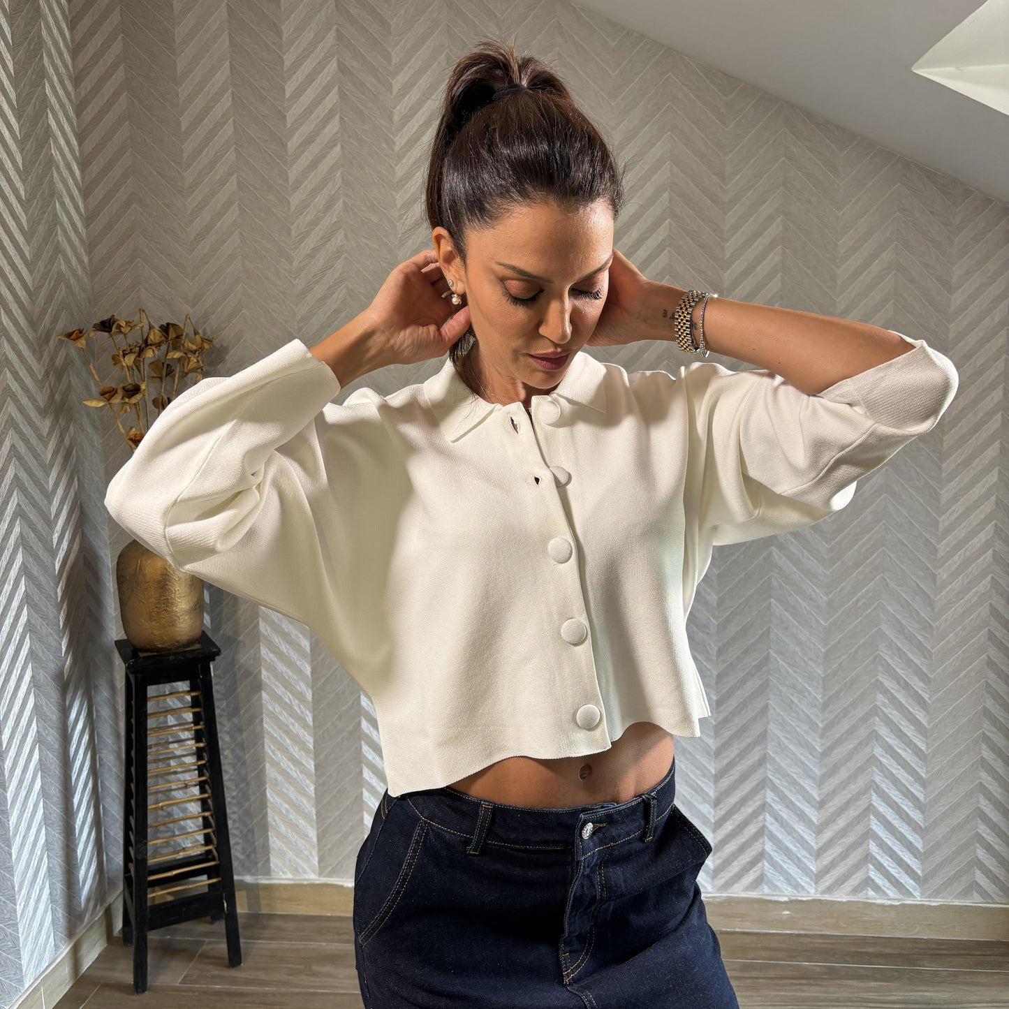 Ivoria | White Tricot Cardigan