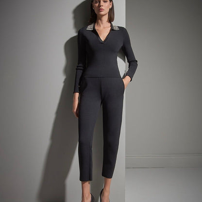 Celesta | Studded V-Neck Top