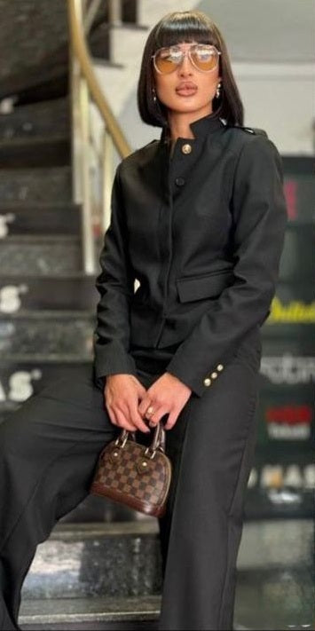 Victoria | High-Neck Black Suit Set