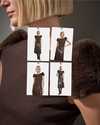 Sophia | Brown Fur-Sleeve Sweater