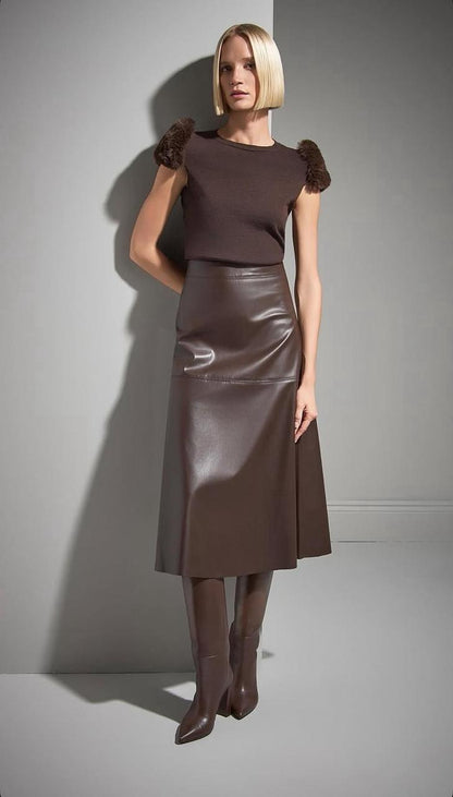 Sophia | Brown Fur-Sleeve Sweater