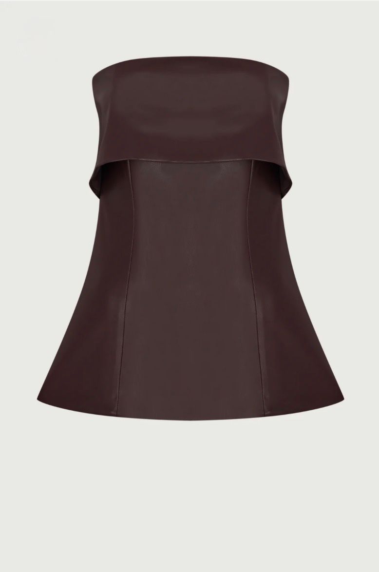 Eris Top | Burgundy Fold-Over Leather Top